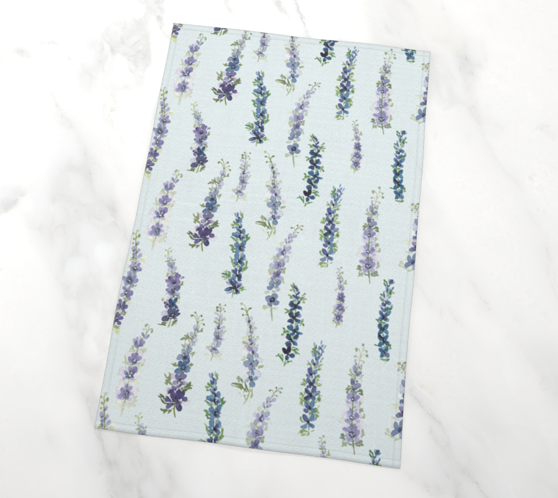 Tea Towel with Dancing Delphinium pattern