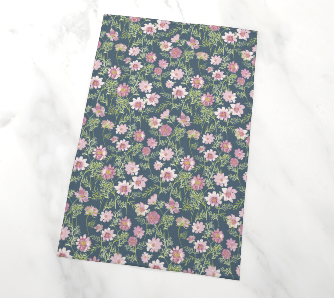 Tea Towel with Airy Cosmos pattern