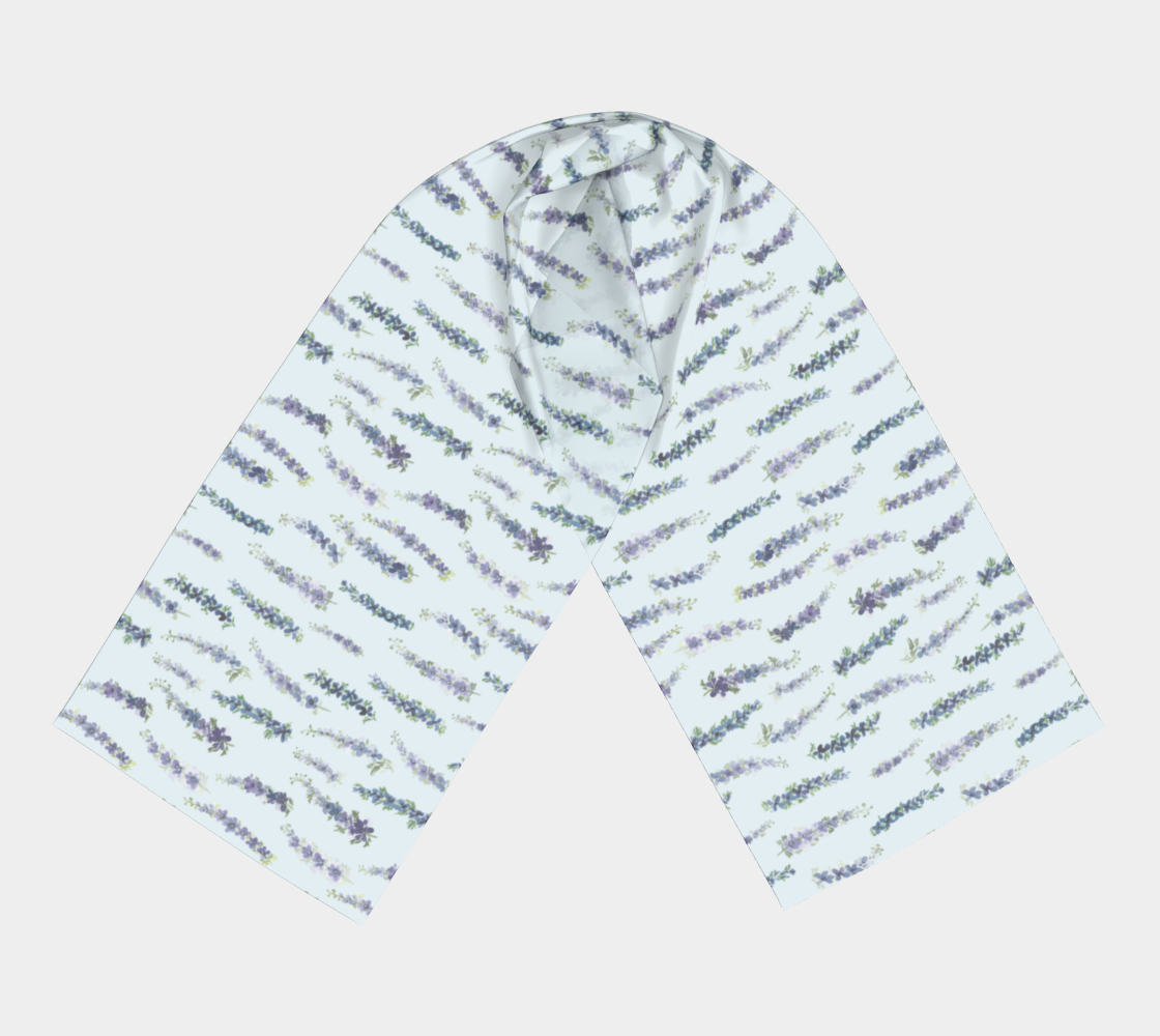 scarf with a delphinium blue floral pattern