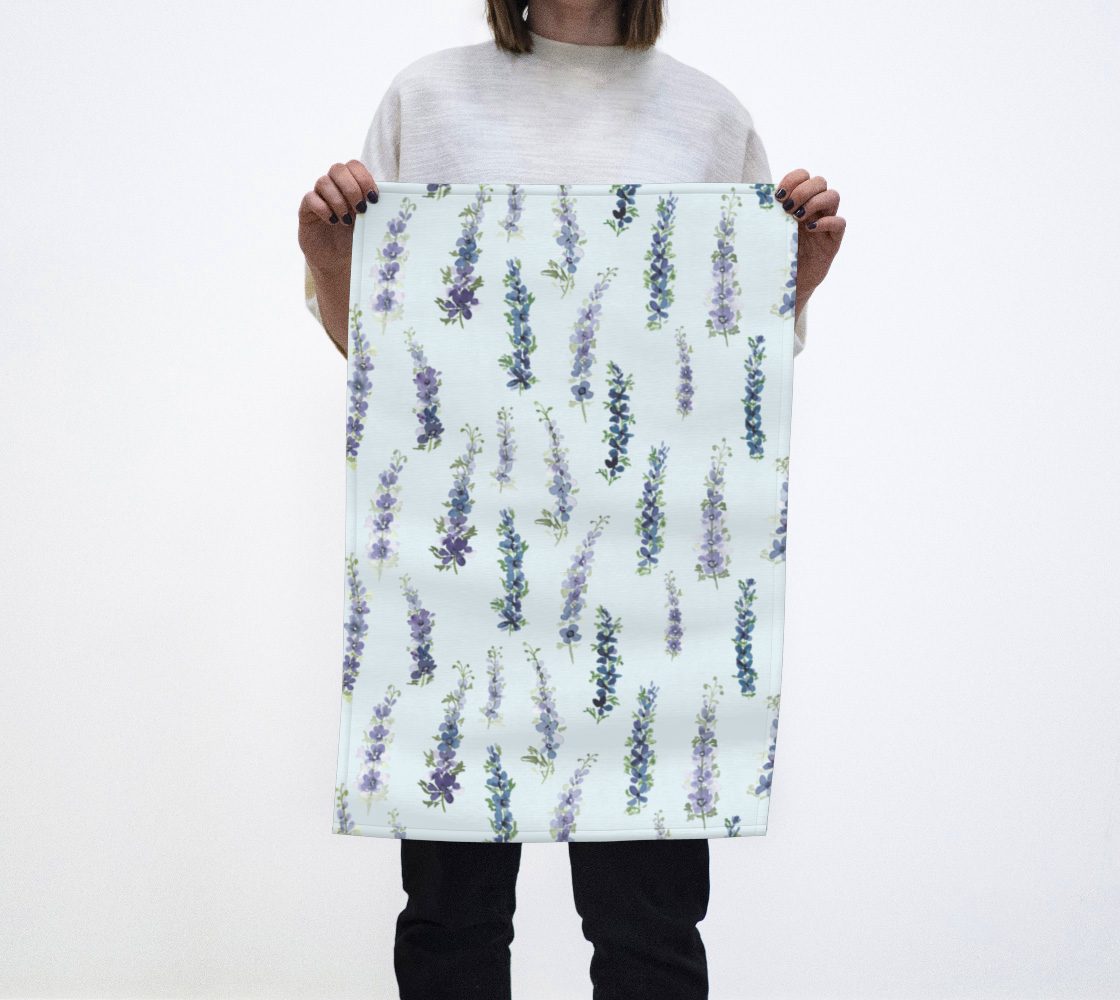 Tea Towel with Dancing Delphinium pattern