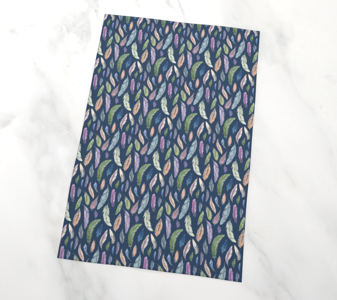 Tea Towel with Featherlight on Navy pattern