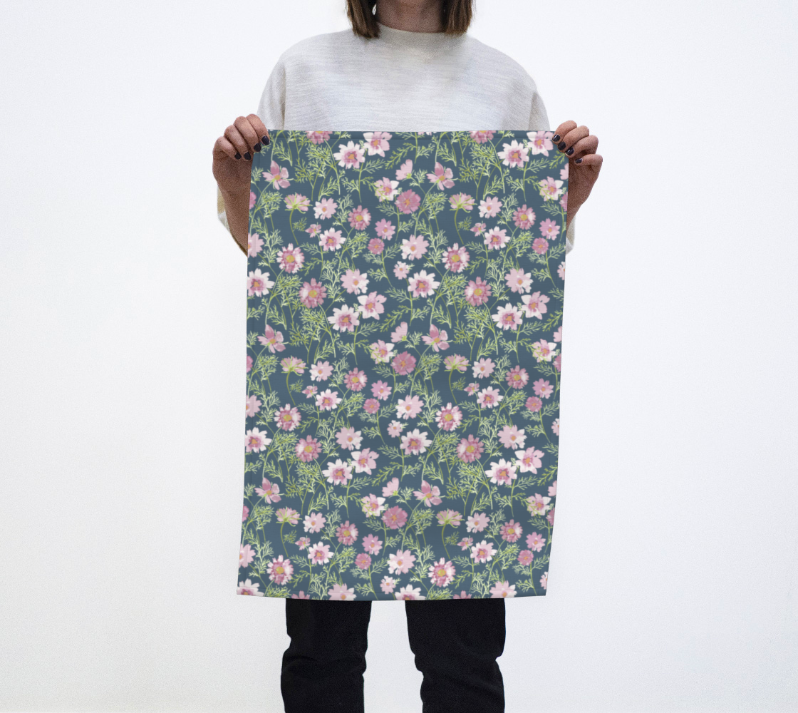 Tea Towel with Airy Cosmos pattern