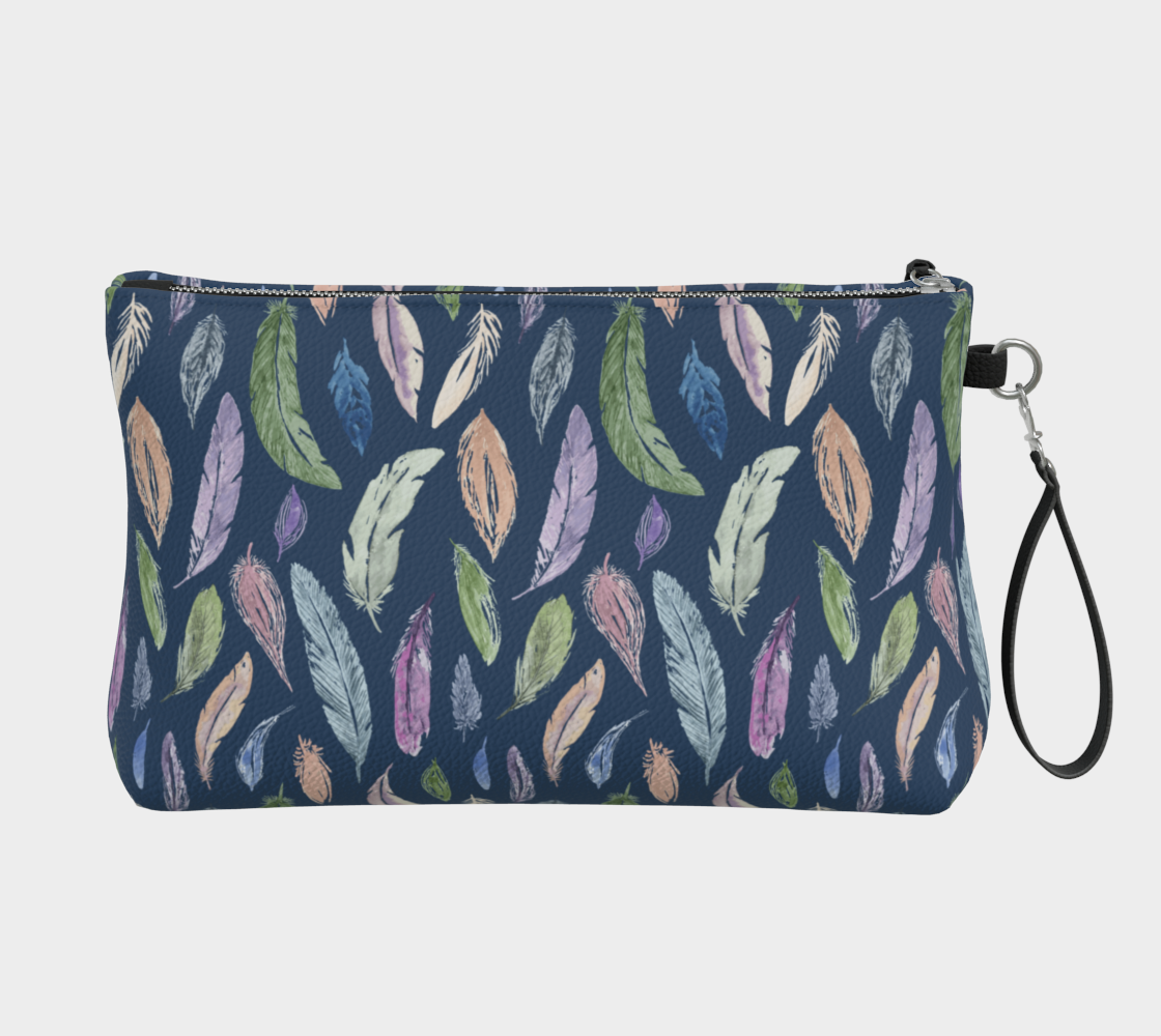Clutch/Makeup bag with Featherlight on Navy pattern