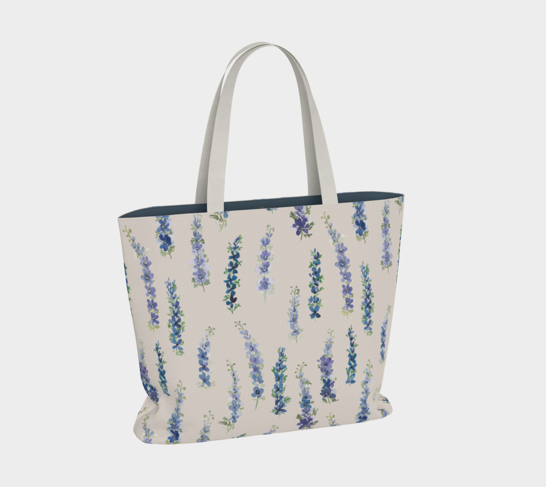 Weekender with Dancing Delphinium on Cream pattern