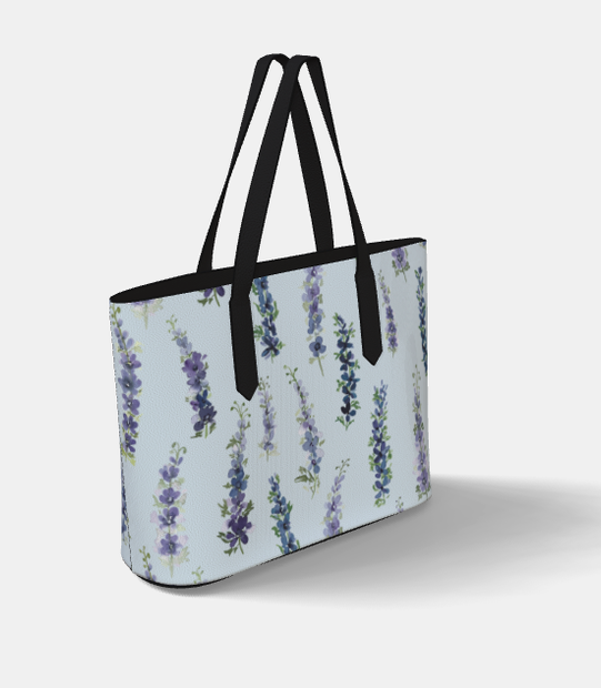 Vegan Leather Carryall Tote – Delphinium on Barely Blue