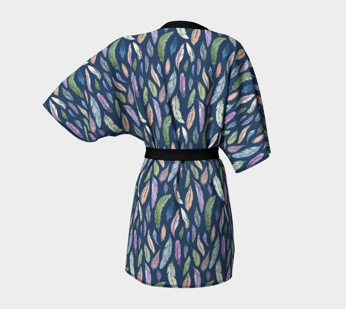Kimono Robe — Navy Feathers
