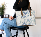 Vegan Leather Carryall — Dancing Delphinium on Cream