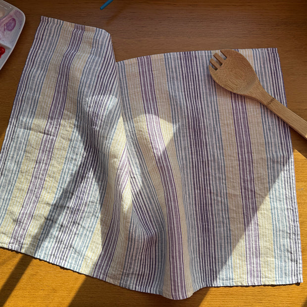 Hydrangea Light Stripes Linen Tea Towel