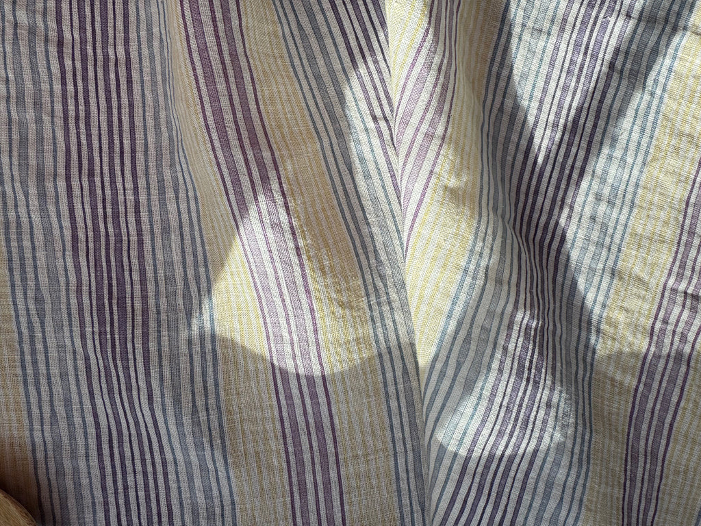 Hydrangea Light Stripes Linen Tea Towel